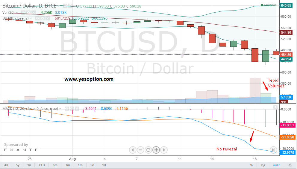 Daily chart for BTC/USD